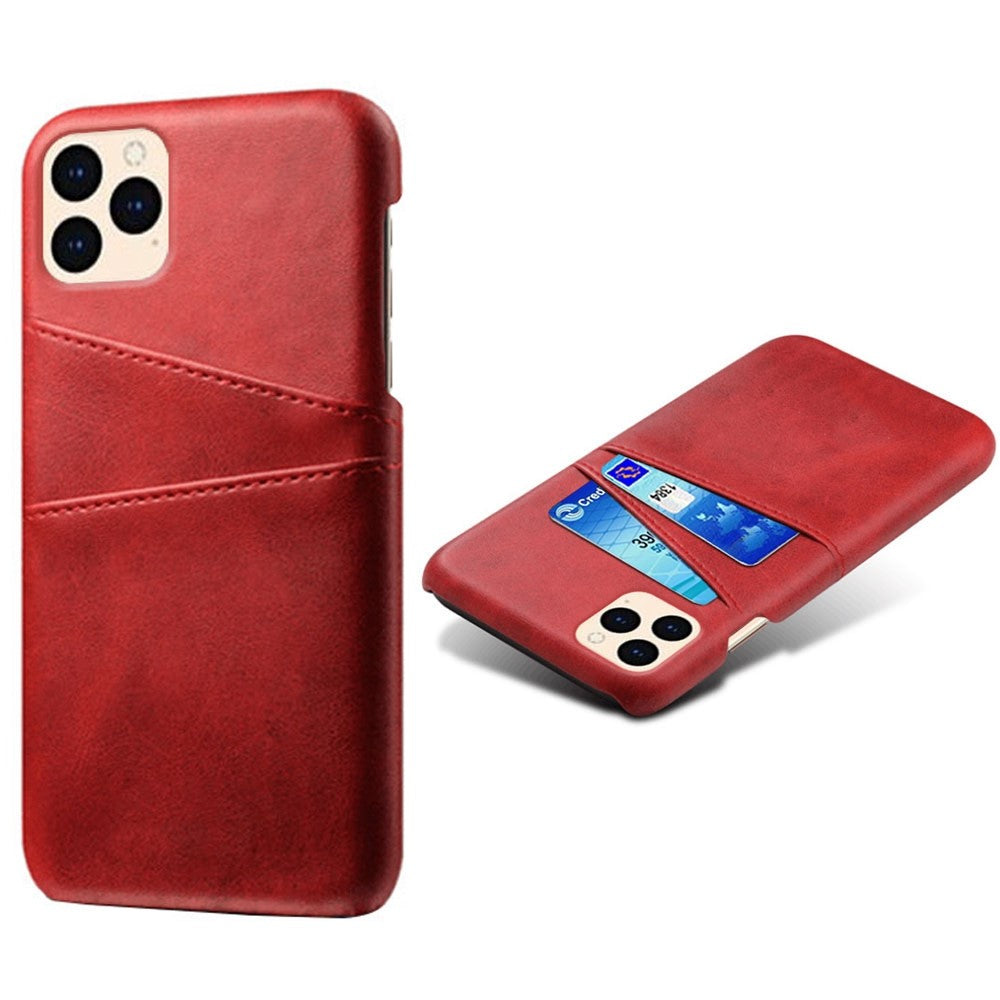 for iPhone 12 Pro / 12 6.1 inch PU Leather Coated Plastic Case, Double Card Slots Design Ultra Slim Protector Shell