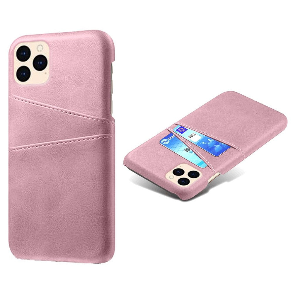 for iPhone 12 Pro / 12 6.1 inch PU Leather Coated Plastic Case, Double Card Slots Design Ultra Slim Protector Shell