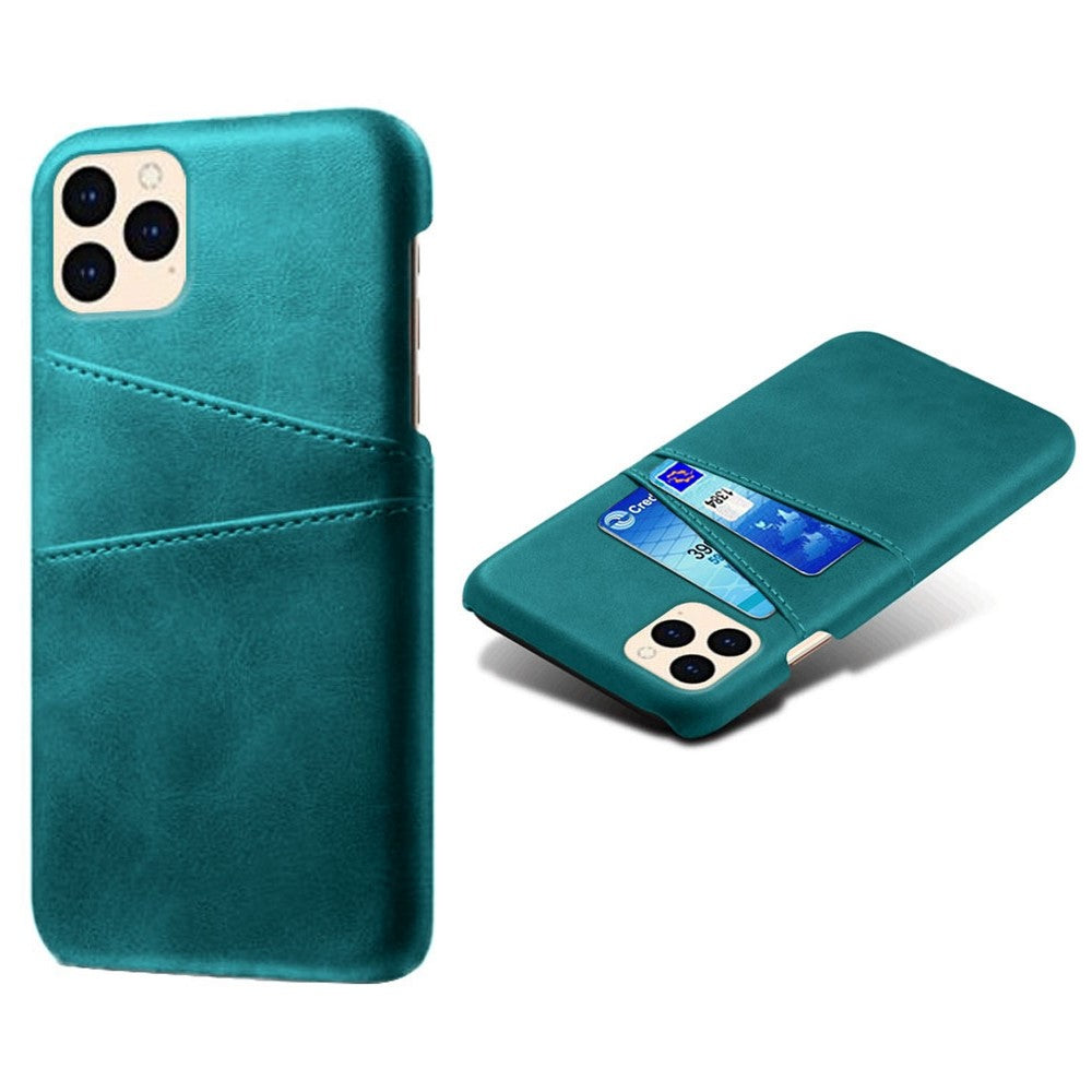 for iPhone 12 Pro / 12 6.1 inch PU Leather Coated Plastic Case, Double Card Slots Design Ultra Slim Protector Shell