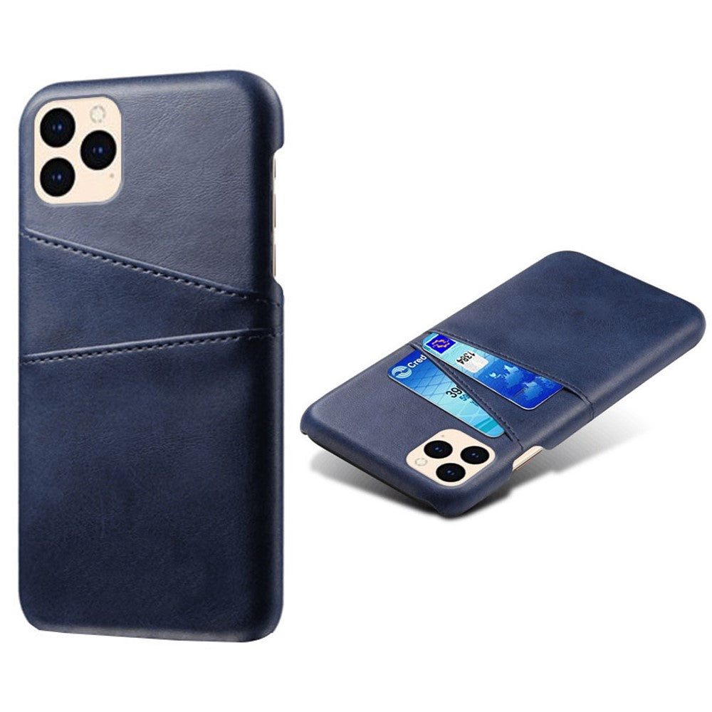 for iPhone 12 Pro / 12 6.1 inch PU Leather Coated Plastic Case, Double Card Slots Design Ultra Slim Protector Shell