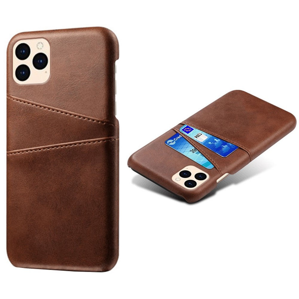 for iPhone 12 Pro / 12 6.1 inch PU Leather Coated Plastic Case, Double Card Slots Design Ultra Slim Protector Shell