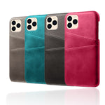 PU Leather Coated Plastic Case for iPhone 12 mini 5.4 inch, Double Card Slots Slim Protector Shell