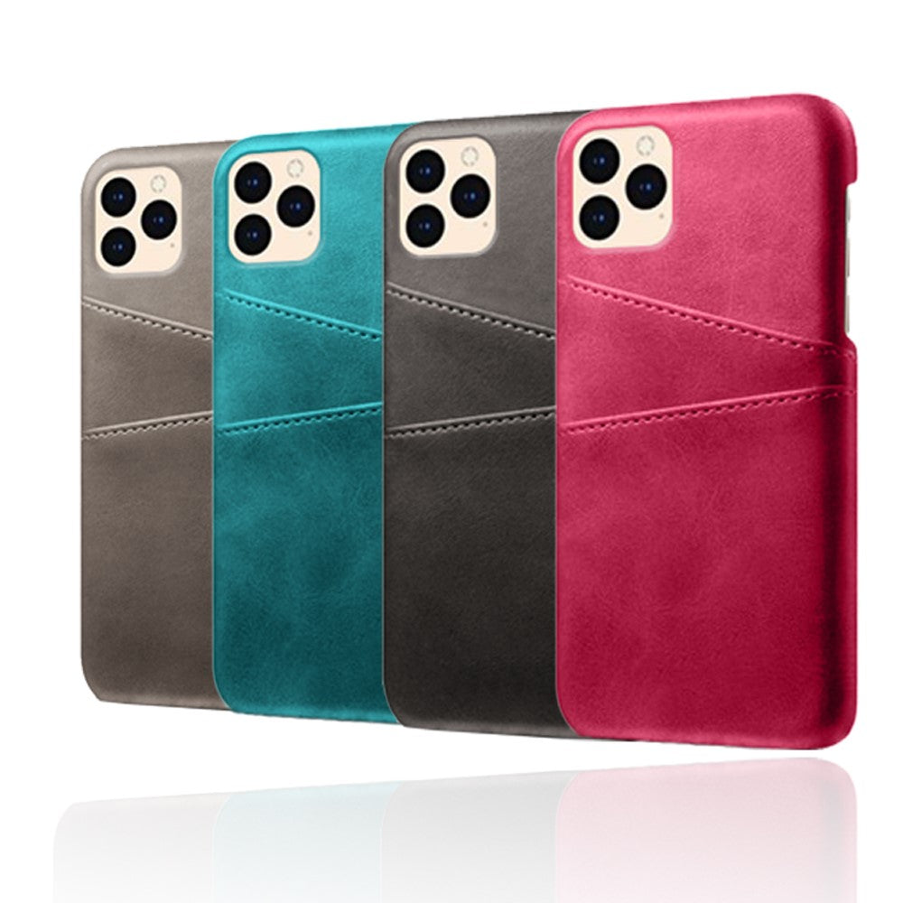 PU Leather Coated Plastic Case for iPhone 12 mini 5.4 inch, Double Card Slots Slim Protector Shell