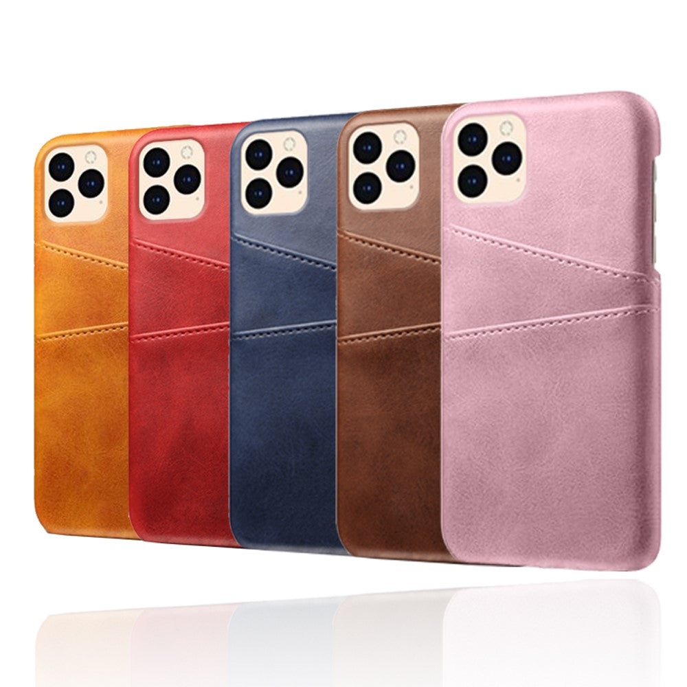 PU Leather Coated Plastic Case for iPhone 12 mini 5.4 inch, Double Card Slots Slim Protector Shell