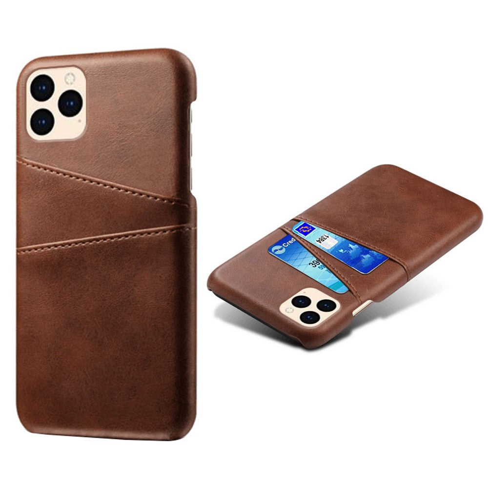 PU Leather Coated Plastic Case for iPhone 12 mini 5.4 inch, Double Card Slots Slim Protector Shell