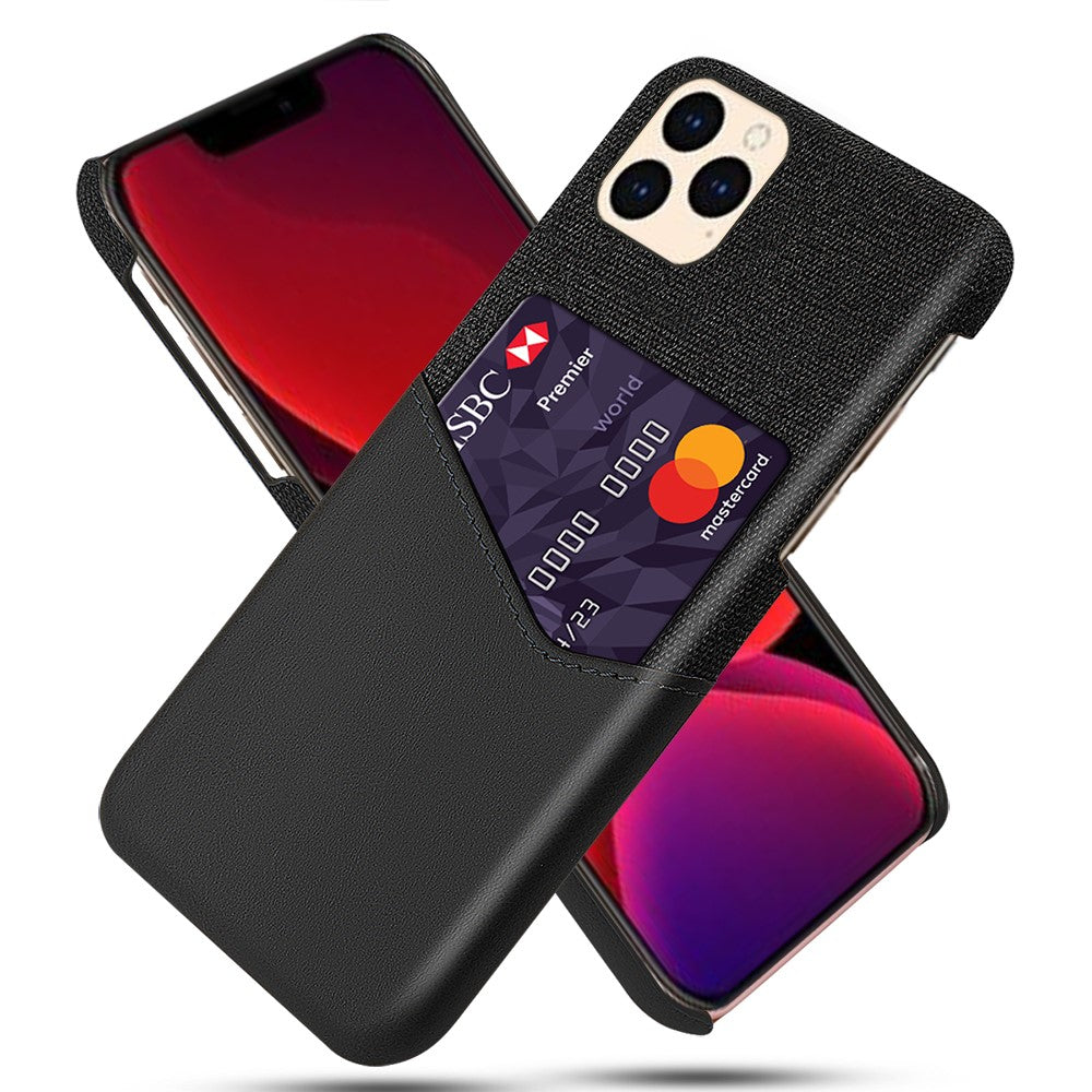 with Card Holder Cloth + PU Leather Coated PC Cover for iPhone 12 Pro / 12