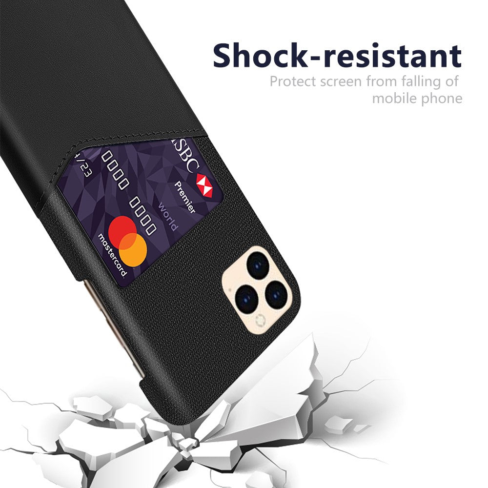with Card Holder Cloth + PU Leather Coated PC Cover for iPhone 12 Pro / 12