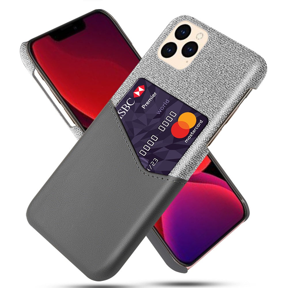 with Card Holder Cloth + PU Leather Coated PC Cover for iPhone 12 Pro / 12