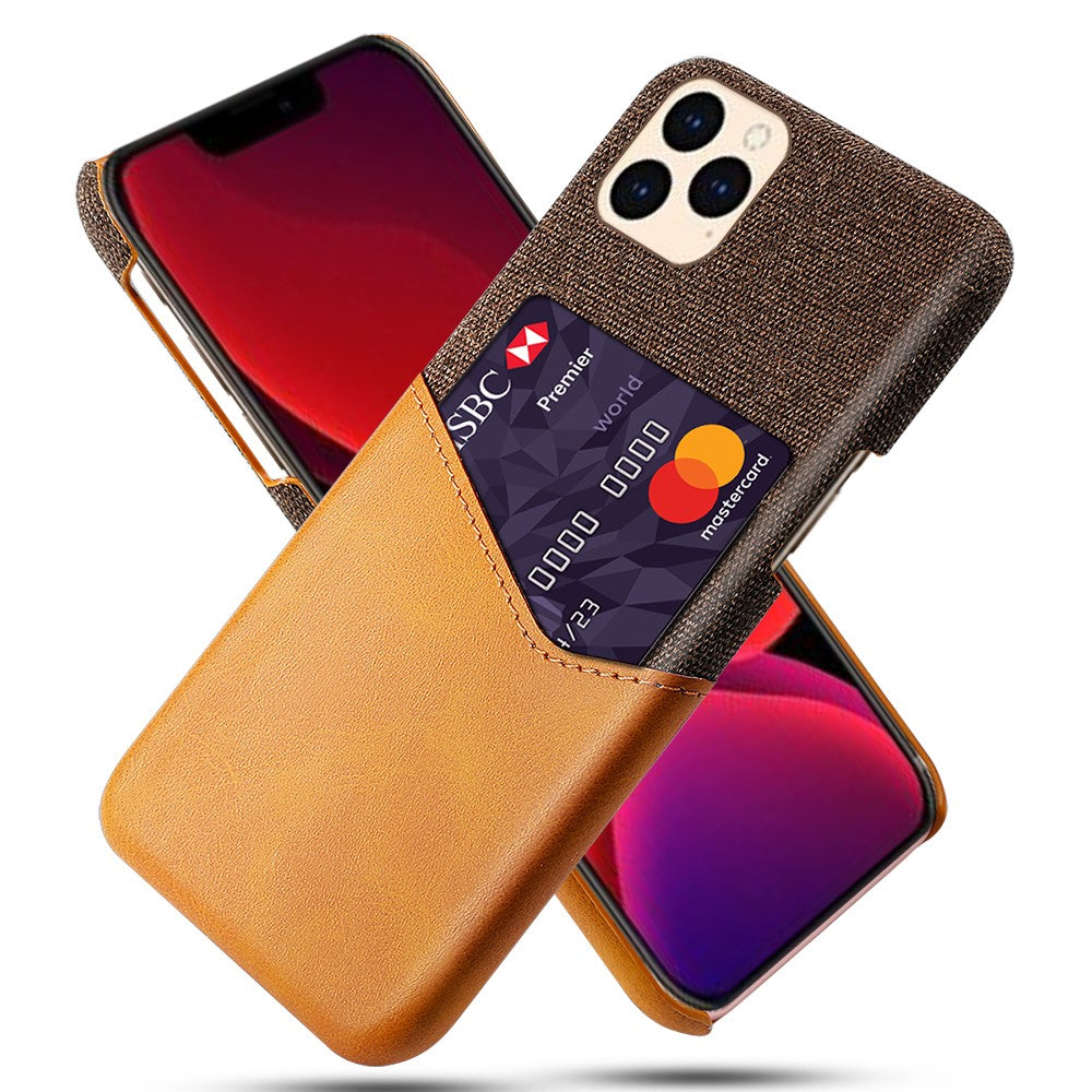 with Card Holder Cloth + PU Leather Coated PC Cover for iPhone 12 Pro / 12