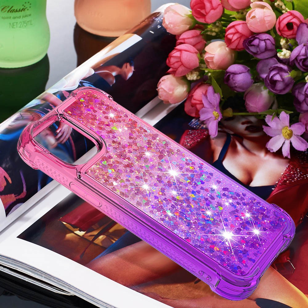 Stødsikker TPU-bagcover med glitterpulver og kviksandseffekt til iPhone 12 Pro Max 6.7 tommer