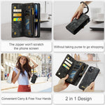 CASEME 008 Series Kickstand Zipper 2-in-1 Detachable Wallet PU Leather Case for iPhone 12 Pro Max 6.7-inch