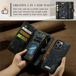 CASEME 008 Series Kickstand Zipper 2-in-1 Detachable Wallet PU Leather Case for iPhone 12 Pro Max 6.7-inch