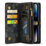 CASEME 008 Series til iPhone 12 Lynlåslomme Telefonetui Pung Stativ TPU+PU Læder Magnetisk Aftageligt Cover