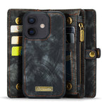 CASEME 008 Series til iPhone 12 Lynlåslomme Telefonetui Pung Stativ TPU+PU Læder Magnetisk Aftageligt Cover