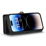 CASEME 008 Series til iPhone 12 Lynlåslomme Telefonetui Pung Stativ TPU+PU Læder Magnetisk Aftageligt Cover