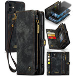 CASEME 008 Series PU Leather Magnetic Multi-function Zipper Wallet Detachable Stand Case for iPhone 12 mini 5.4 inch