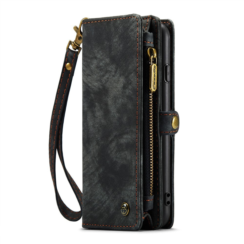 CASEME 008 Series PU Leather Magnetic Multi-function Zipper Wallet Detachable Stand Case for iPhone 12 mini 5.4 inch