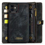 CASEME 008 Series PU Leather Magnetic Multi-function Zipper Wallet Detachable Stand Case for iPhone 12 mini 5.4 inch