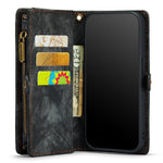 CASEME 008 Series PU Leather Magnetic Multi-function Zipper Wallet Detachable Stand Case for iPhone 12 mini 5.4 inch