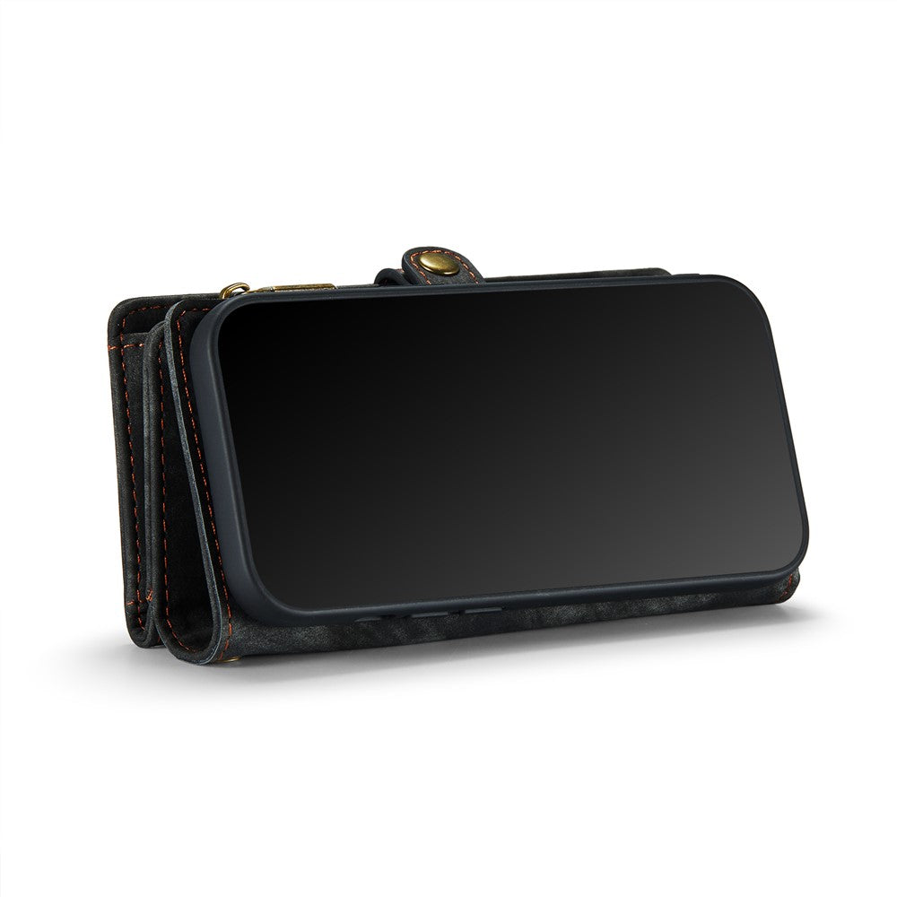 CASEME 008 Series PU Leather Magnetic Multi-function Zipper Wallet Detachable Stand Case for iPhone 12 mini 5.4 inch