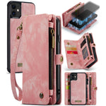 CASEME 008 Series PU Leather Magnetic Multi-function Zipper Wallet Detachable Stand Case for iPhone 12 mini 5.4 inch