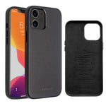 QIALINO Kalveskindslæderbelagt PC-cover til iPhone 12 mini 5,4 tommer, Ridsefast beskyttende telefoncover