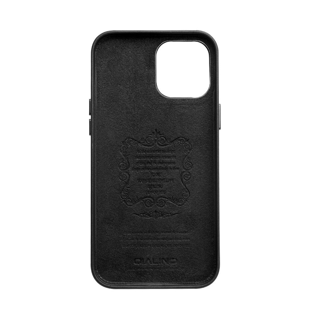 QIALINO Kalveskindslæderbelagt PC-cover til iPhone 12 mini 5,4 tommer, Ridsefast beskyttende telefoncover