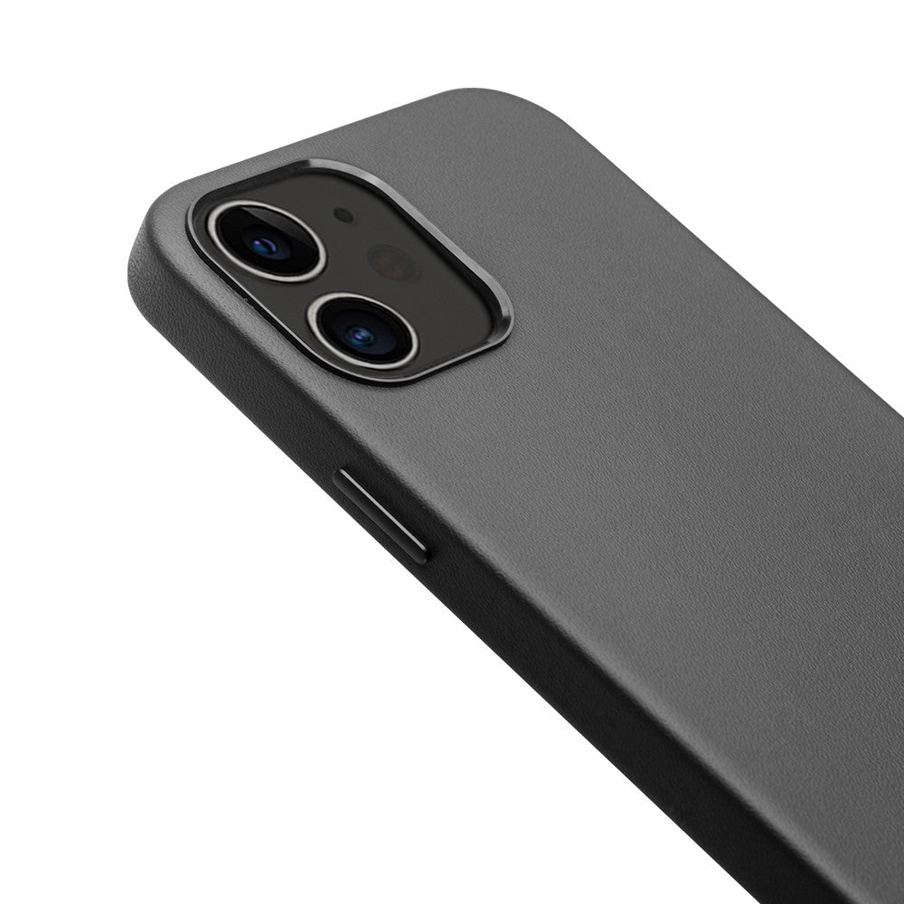QIALINO Kalveskindslæderbelagt PC-cover til iPhone 12 mini 5,4 tommer, Ridsefast beskyttende telefoncover