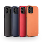 QIALINO Kalveskindslæderbelagt PC-cover til iPhone 12 mini 5,4 tommer, Ridsefast beskyttende telefoncover