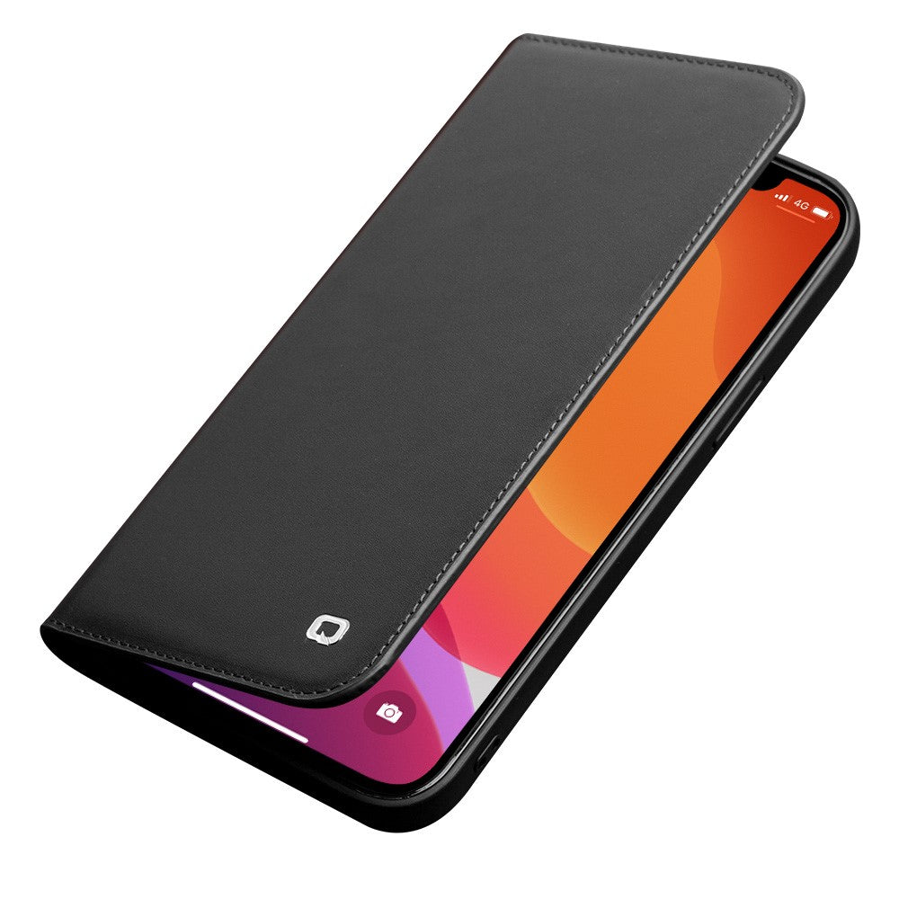 QIALINO For iPhone 12 Pro Max 6.7 inch Wallet Case Stand Genuine Cow Leather Flip Phone Cover