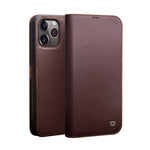 QIALINO For iPhone 12 Pro Max 6.7 inch Wallet Case Stand Genuine Cow Leather Flip Phone Cover
