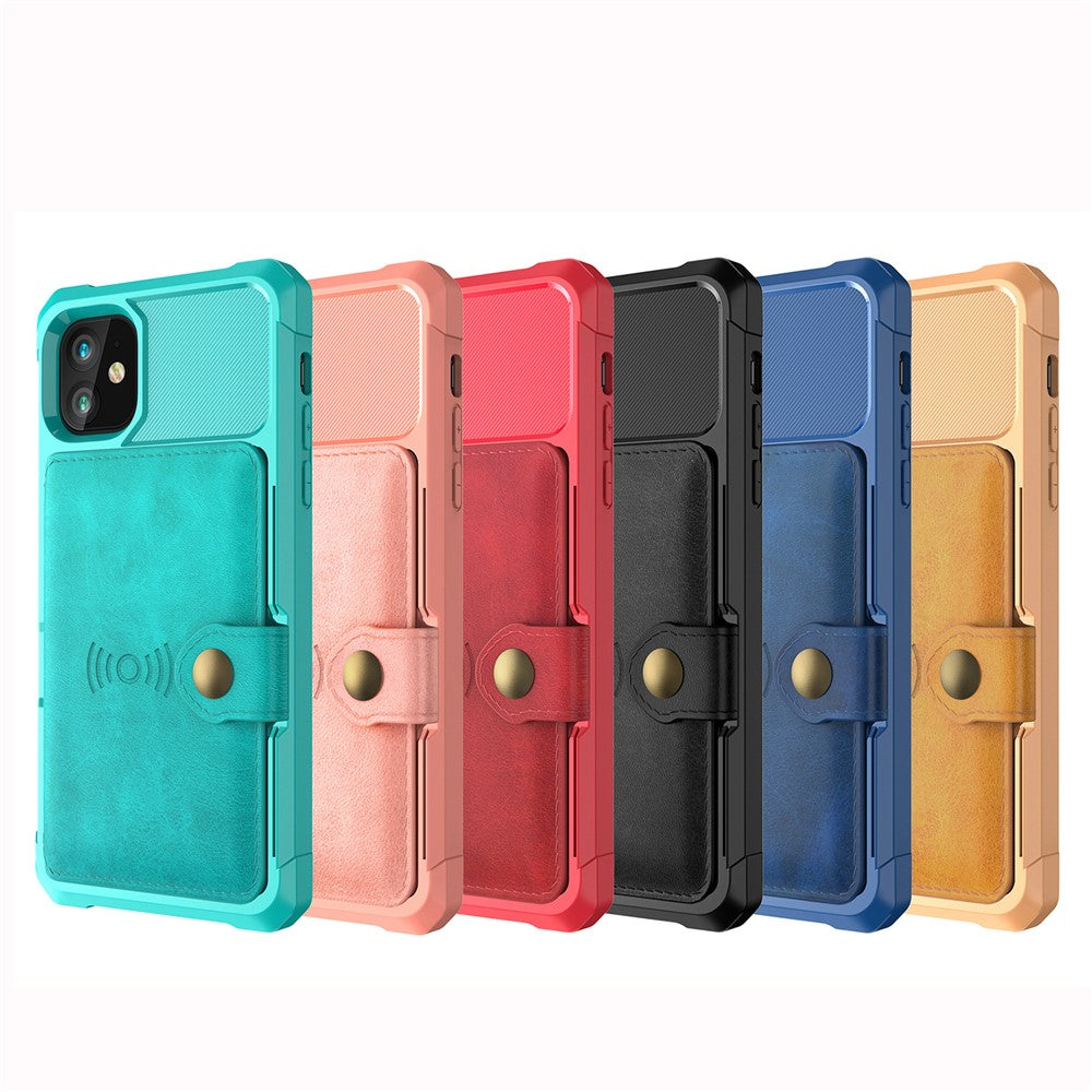 Kickstand Leather Coated TPU Cover with Card Holder [Built-in Magnetic Sheet] for iPhone 12 Pro Max 6.7 inch