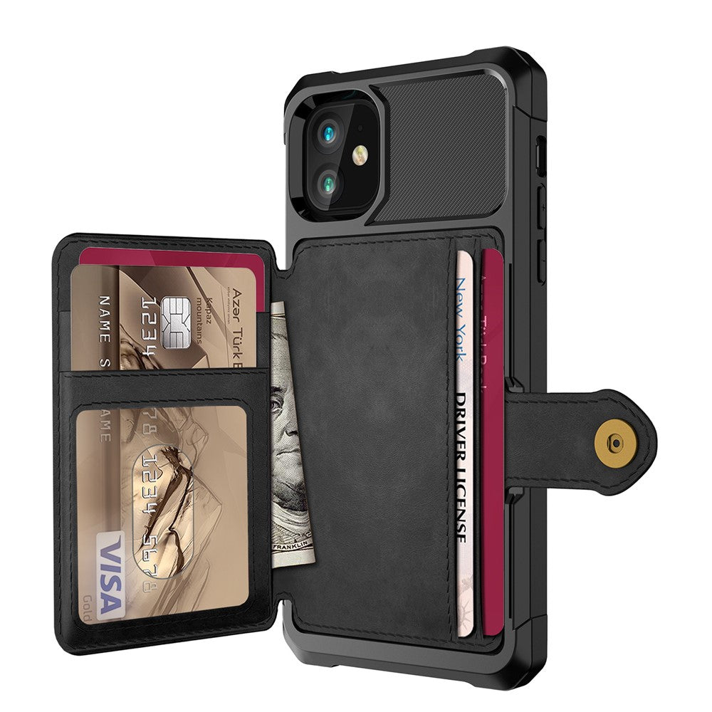 Kickstand Leather Coated TPU Cover with Card Holder [Built-in Magnetic Sheet] for iPhone 12 Pro Max 6.7 inch