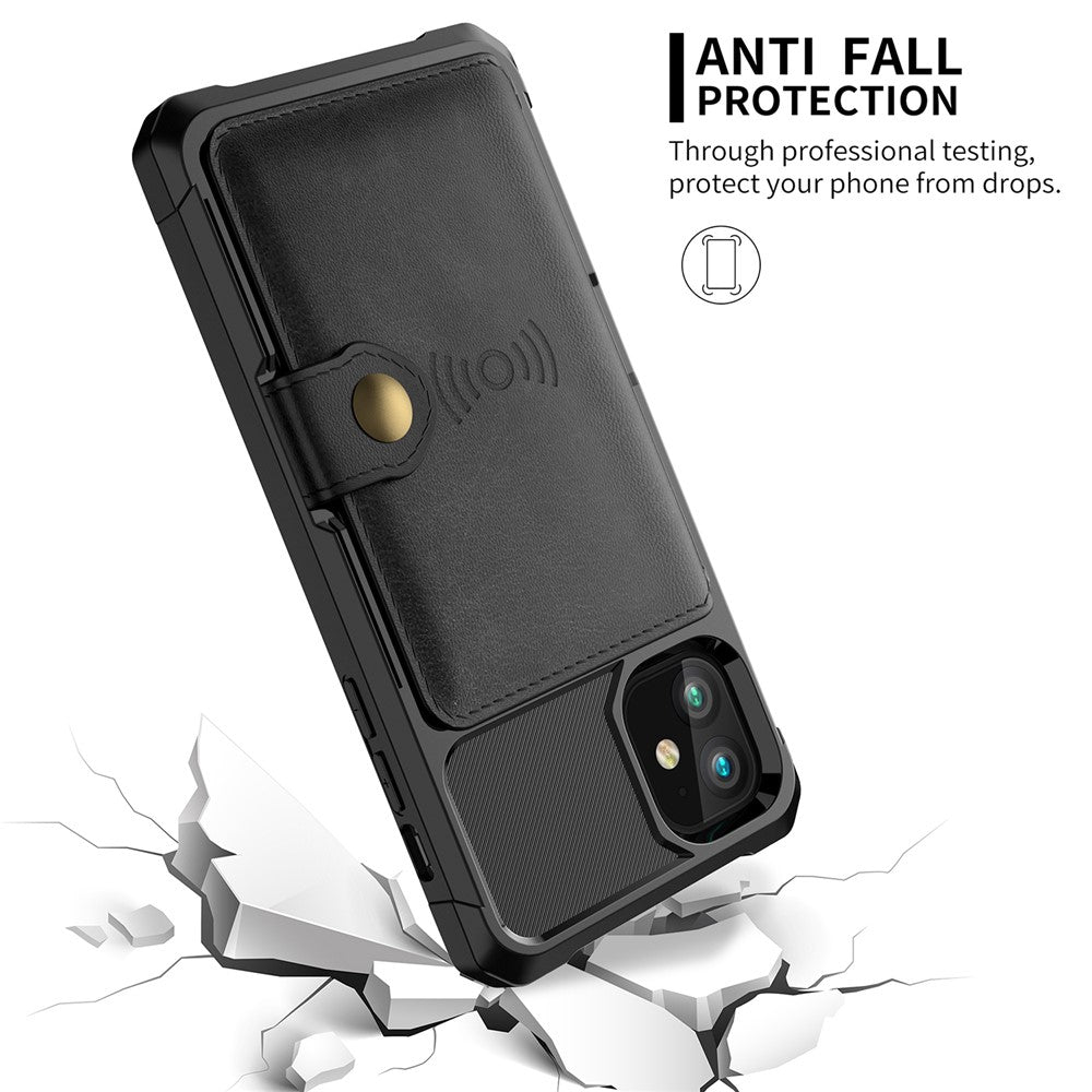 Kickstand Leather Coated TPU Cover with Card Holder [Built-in Magnetic Sheet] for iPhone 12 Pro Max 6.7 inch