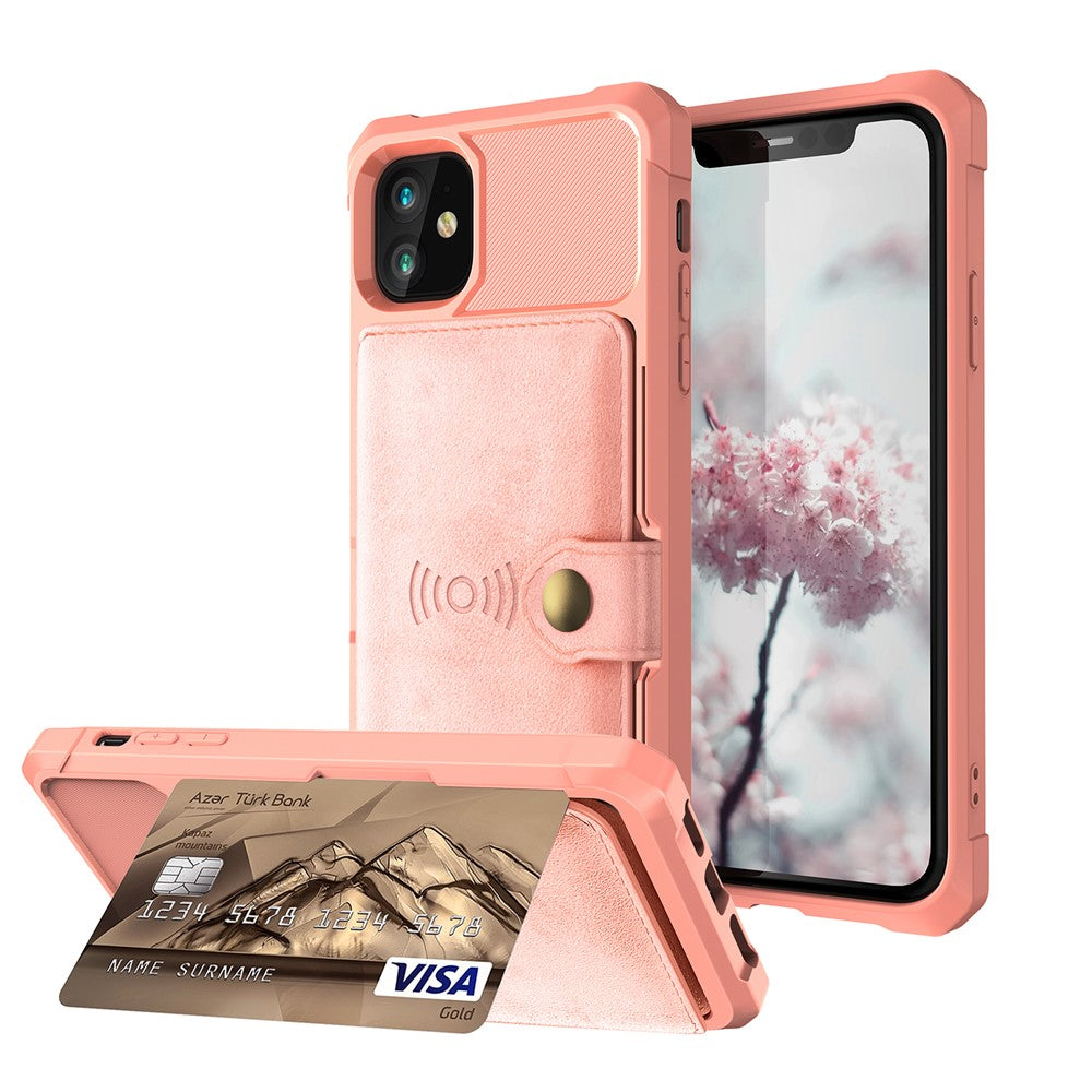 Kickstand Leather Coated TPU Cover with Card Holder [Built-in Magnetic Sheet] for iPhone 12 Pro Max 6.7 inch