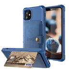Kickstand Leather Coated TPU Cover with Card Holder [Built-in Magnetic Sheet] for iPhone 12 Pro Max 6.7 inch
