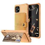 Kickstand Leather Coated TPU Cover with Card Holder [Built-in Magnetic Sheet] for iPhone 12 Pro Max 6.7 inch