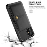 Beskyttelsescover med Støttefod og Læderbetrukket TPU og Kortlomme [Indbygget Magnetisk Plade] til iPhone 12 mini