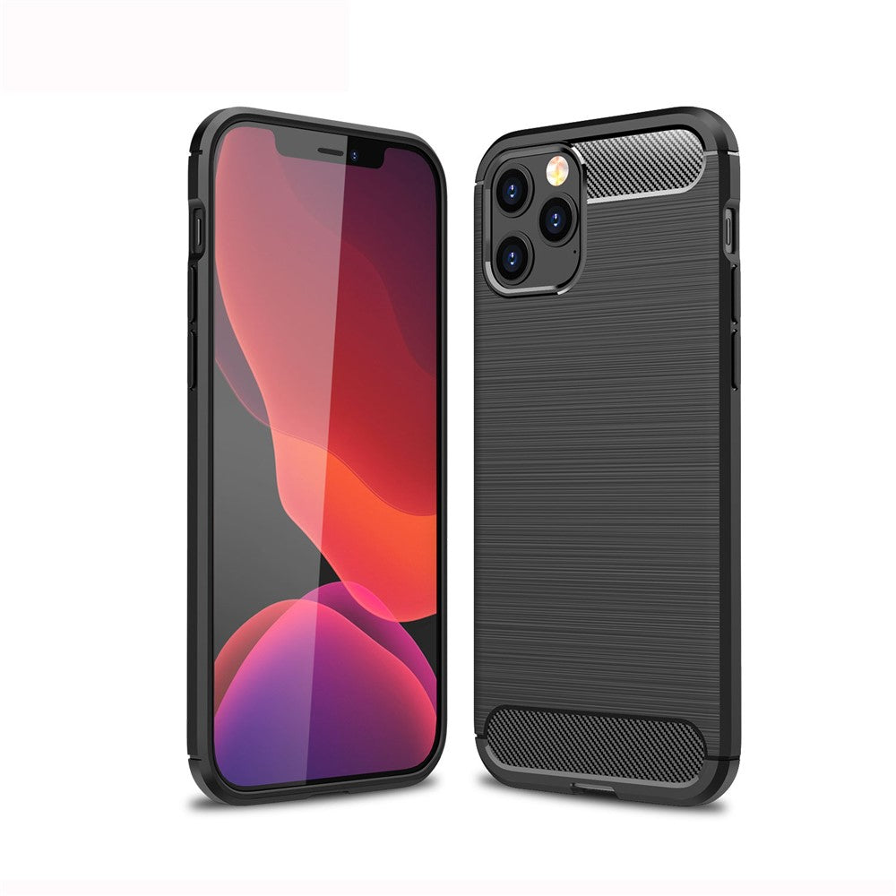 Kulfiber Børstet TPU Beskyttelsescover til iPhone 12 Pro / 12