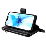 Til iPhone 12 / 12 Pro magnetisk lædercover mobilcover med aftagelig lynlåspung og rem