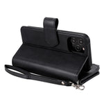 Til iPhone 12 / 12 Pro magnetisk lædercover mobilcover med aftagelig lynlåspung og rem