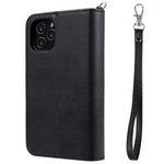 Til iPhone 12 / 12 Pro magnetisk lædercover mobilcover med aftagelig lynlåspung og rem