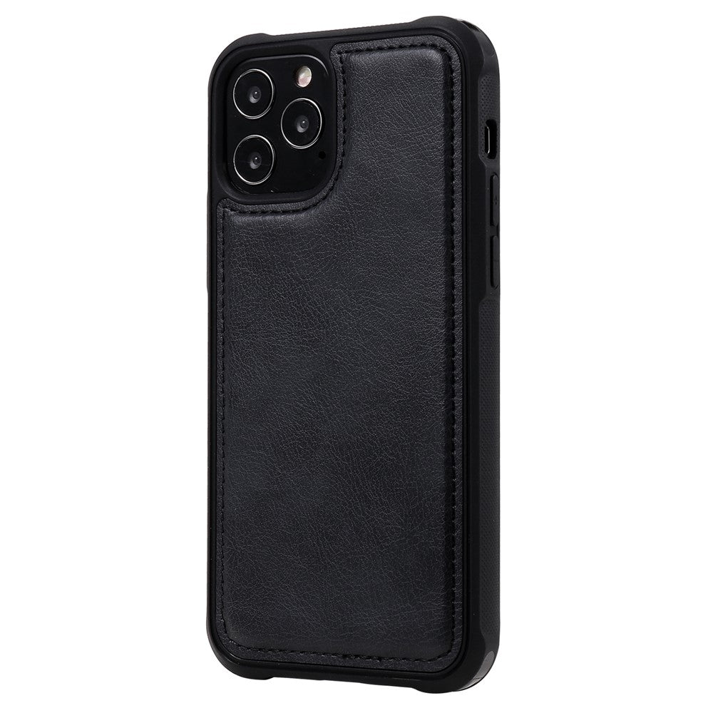 Til iPhone 12 / 12 Pro magnetisk lædercover mobilcover med aftagelig lynlåspung og rem
