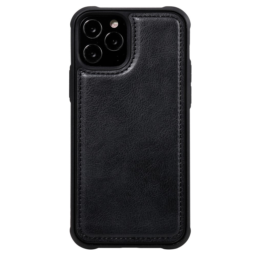 Til iPhone 12 / 12 Pro magnetisk lædercover mobilcover med aftagelig lynlåspung og rem