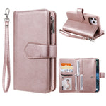 For iPhone 12 Pro Max Magnetic Leather Case Mobile Cover with Detachable Zipper Wallet Strap