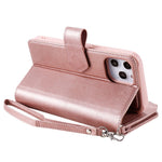 For iPhone 12 Pro Max Magnetic Leather Case Mobile Cover with Detachable Zipper Wallet Strap