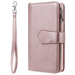 For iPhone 12 Pro Max Magnetic Leather Case Mobile Cover with Detachable Zipper Wallet Strap