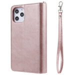 For iPhone 12 Pro Max Magnetic Leather Case Mobile Cover with Detachable Zipper Wallet Strap