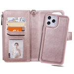For iPhone 12 Pro Max Magnetic Leather Case Mobile Cover with Detachable Zipper Wallet Strap