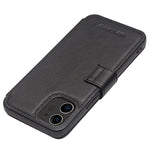 QIALINO Commercial Magnetic Clasp Top Cowhide Leather Case for iPhone 12 mini Cover